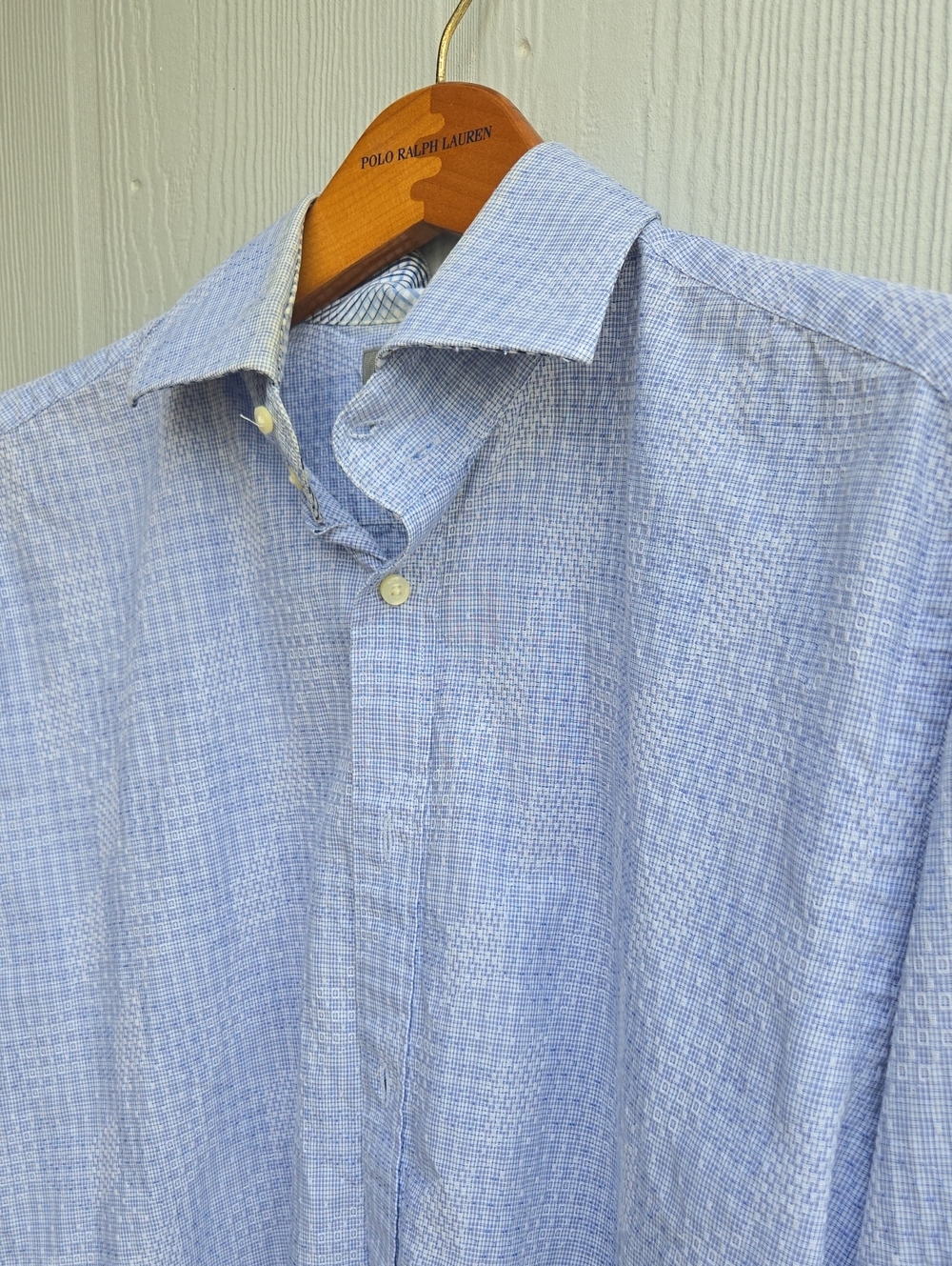 Thomas Dean Light Blue Textured Dress Shirt